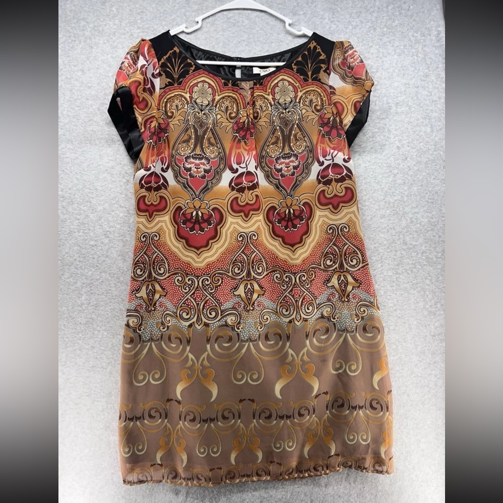 Cato Red and Gold Patterned Mini Dress
